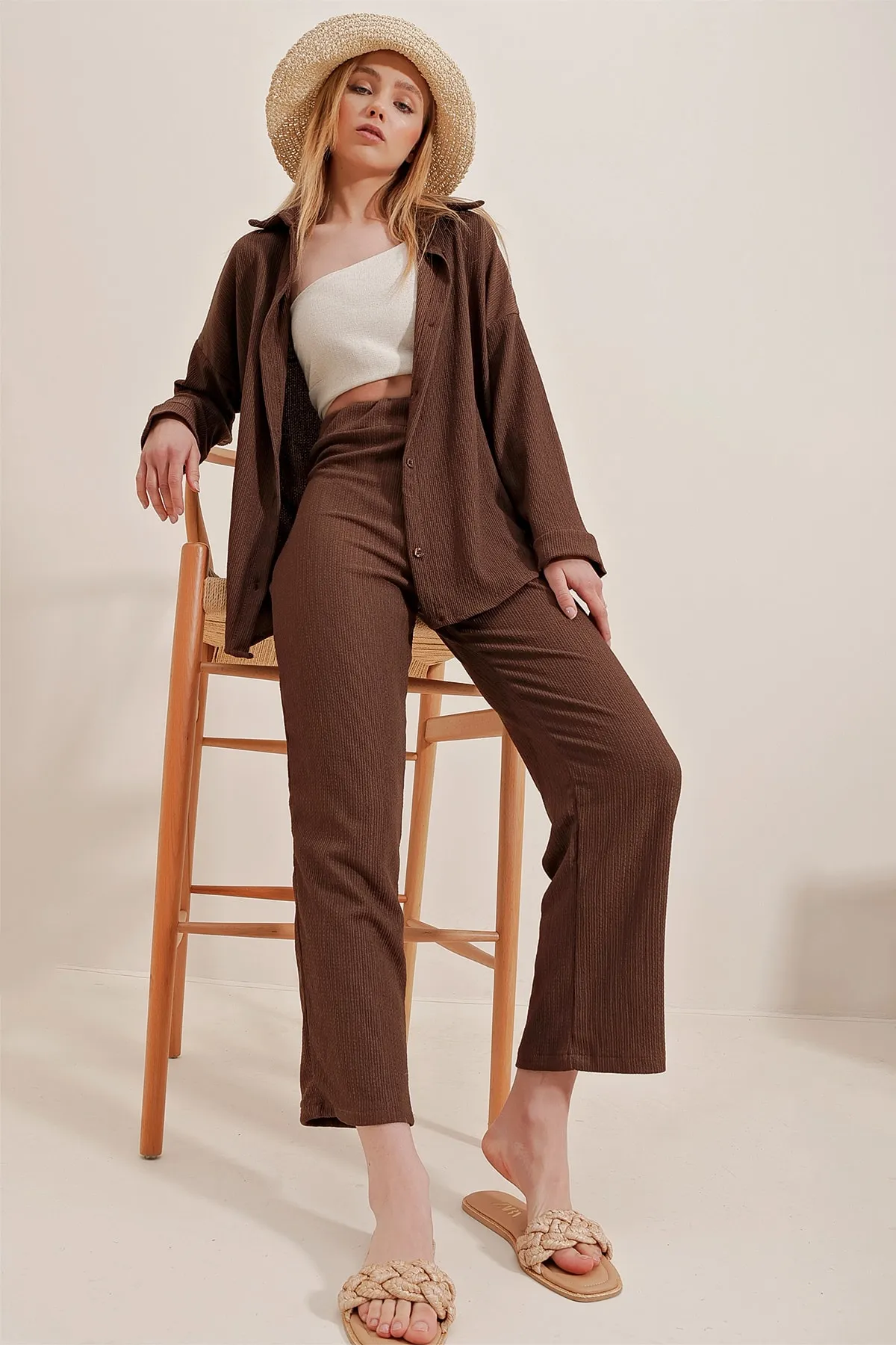 Trend Alaçatı Stili  Hemd - Dunkelblau - Relaxed Fit