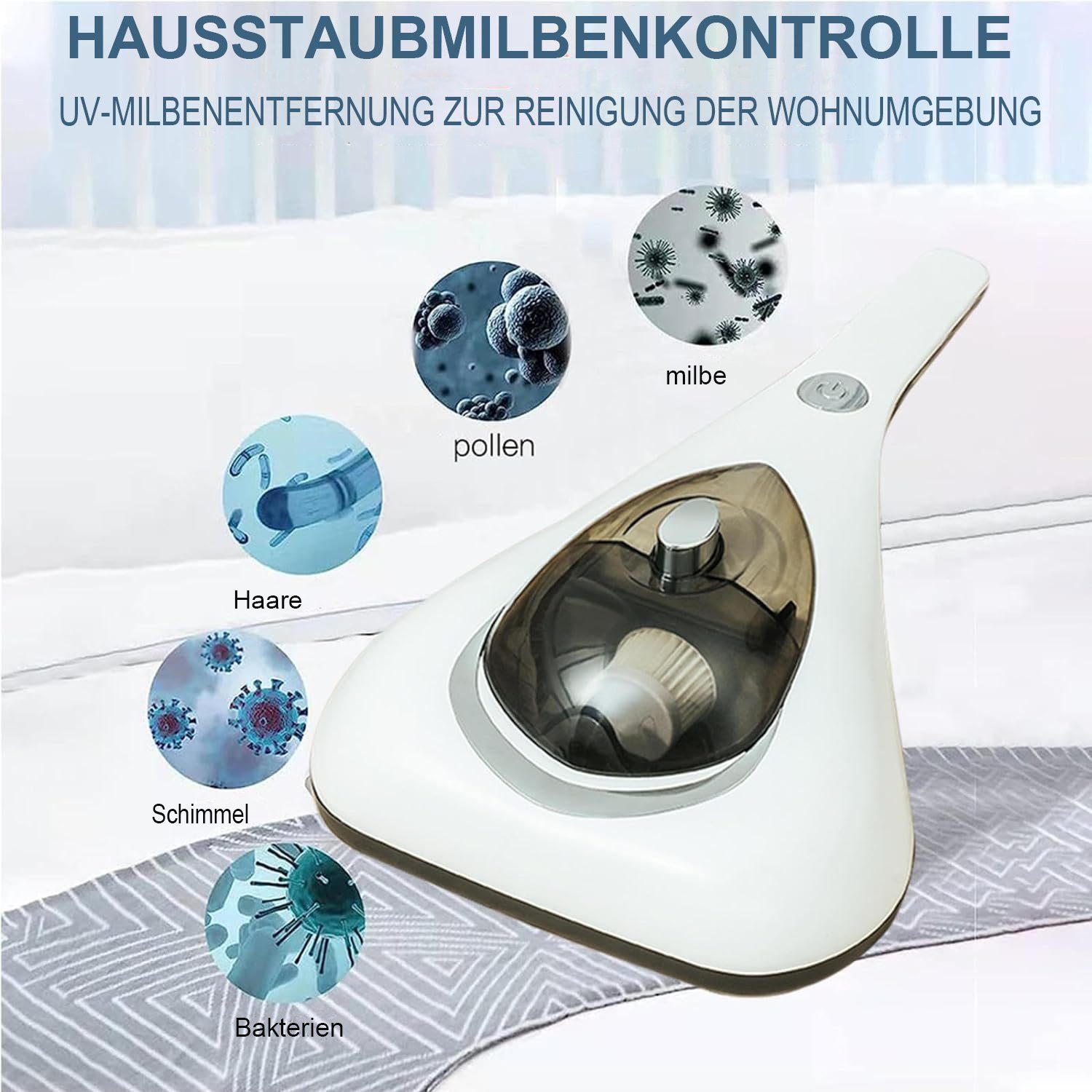 Mutoy Matratzenreinigungsgerät Milben-Handstaubsauger,Milbensauger Milbenstaubsauger, HEPA Filter,entfernt 99,9% Aller Milben,für Matratzen,Betten