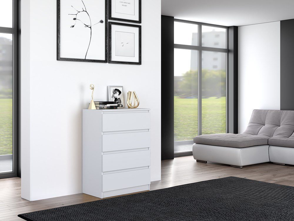 Home Collective Kommode weiß Schubladen, Schlafzimmer Flur kleiner Nachttisch, Schrank, mit drei Schubladen, Sideboard, Highboard, Breite 70 cm Höhe 75cm