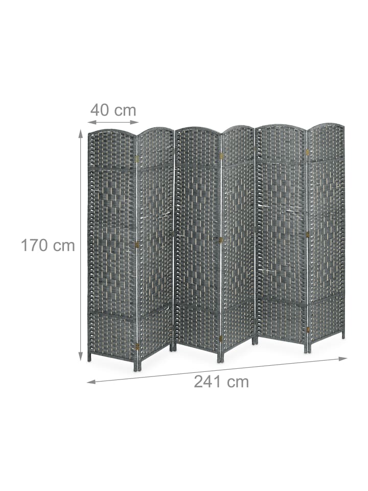 relaxdays Paravent in Grau - (B)241 x (H)170 cm günstig kaufen onesize