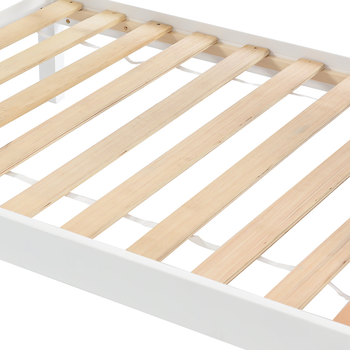 Etagenbett mit Handlauf und Fenster, Hausbett, Fallschutz und Gitter, Kiefer