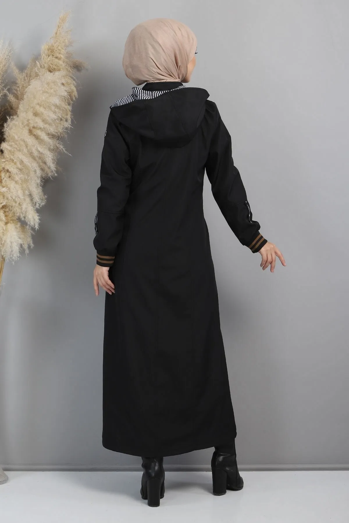 Modamihram  Mantel mit Reißverschlusstaschen Schwarz 11002