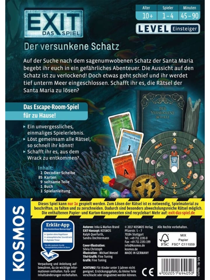 Kosmos EXIT® Der versunkene Schatz (E) in Mehrfarbig ab 10 Jahre günstig kaufen onesize