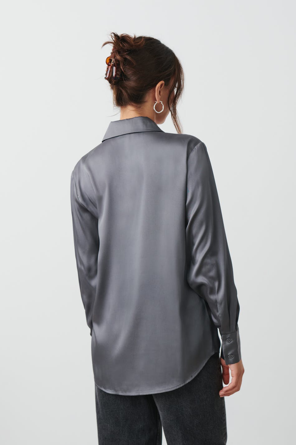 Oversized satin shirt