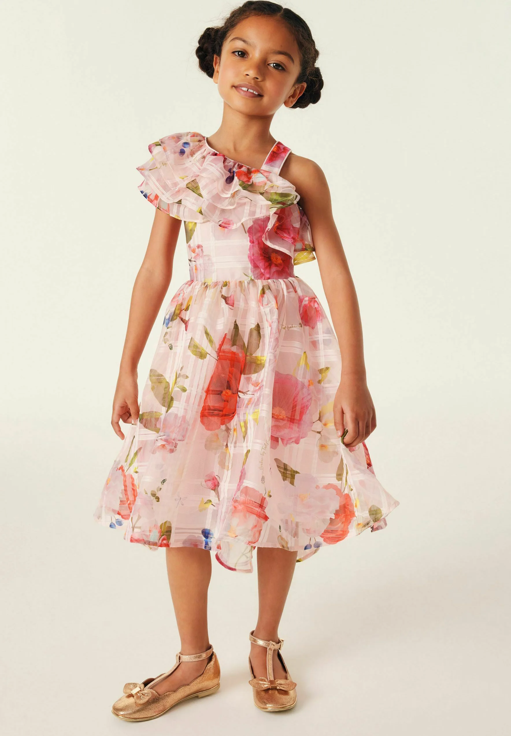 Vestido elegante Baker by Ted Baker con estampado floral de un solo hombro y corte regular.
