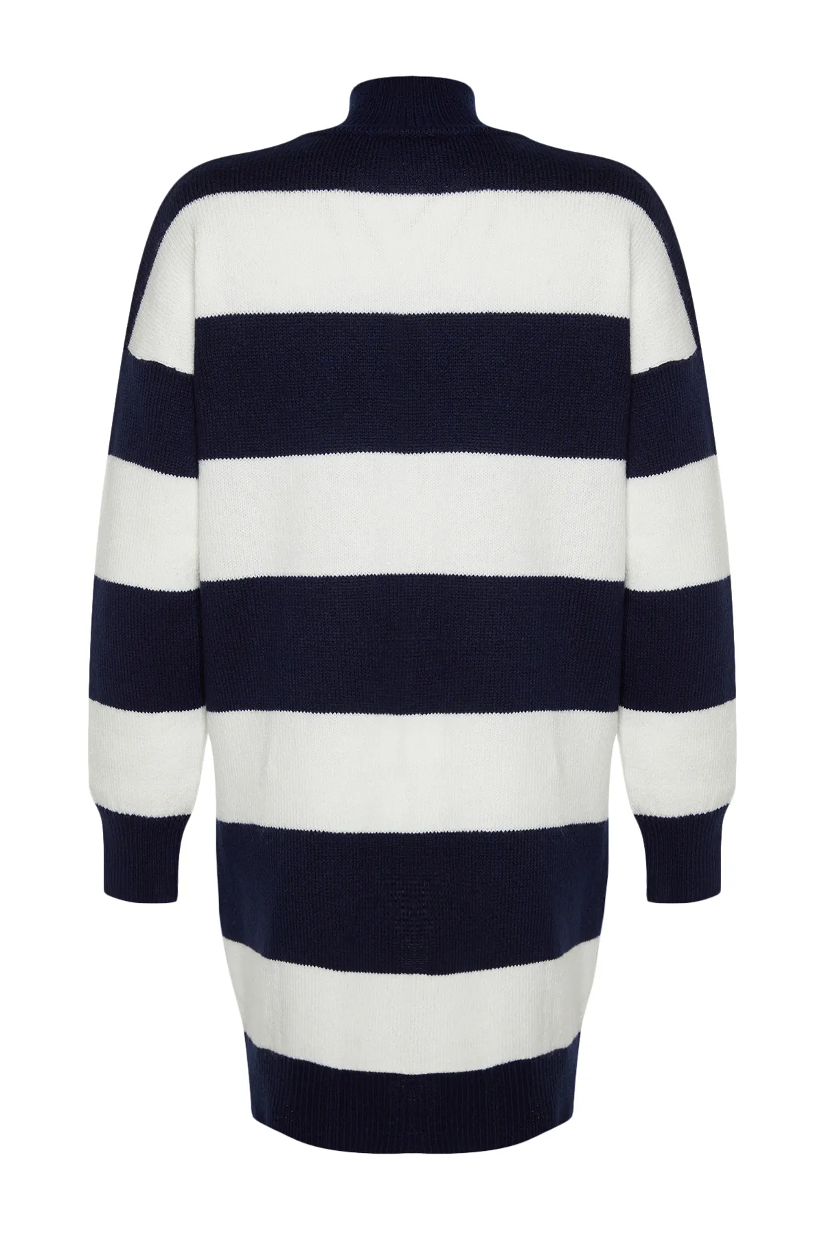 Trendyol Collection  Marineblaues Mini-Strickpulloverkleid mit hohem Kragen TWOAW24EL00059