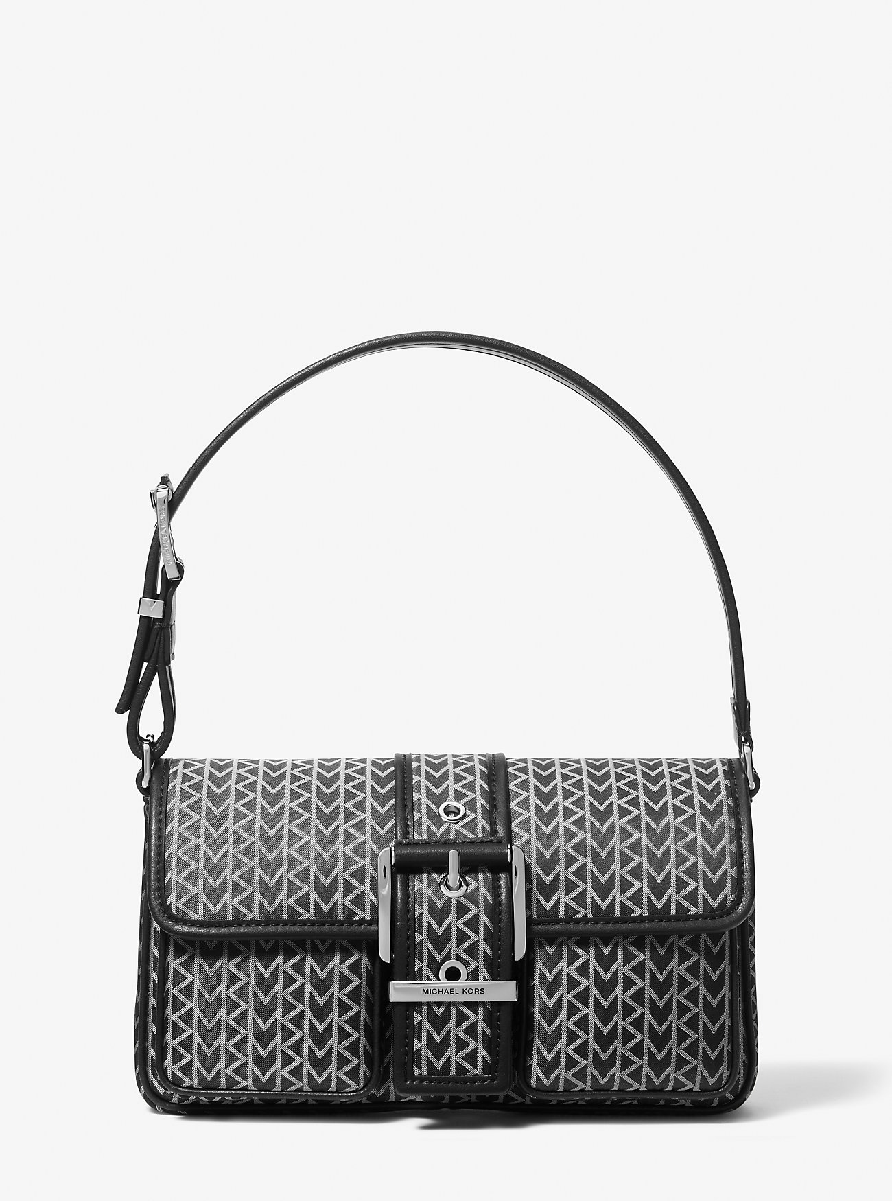 Colby Medium MK2000 Logo Jacquard Skulderveske - SVART