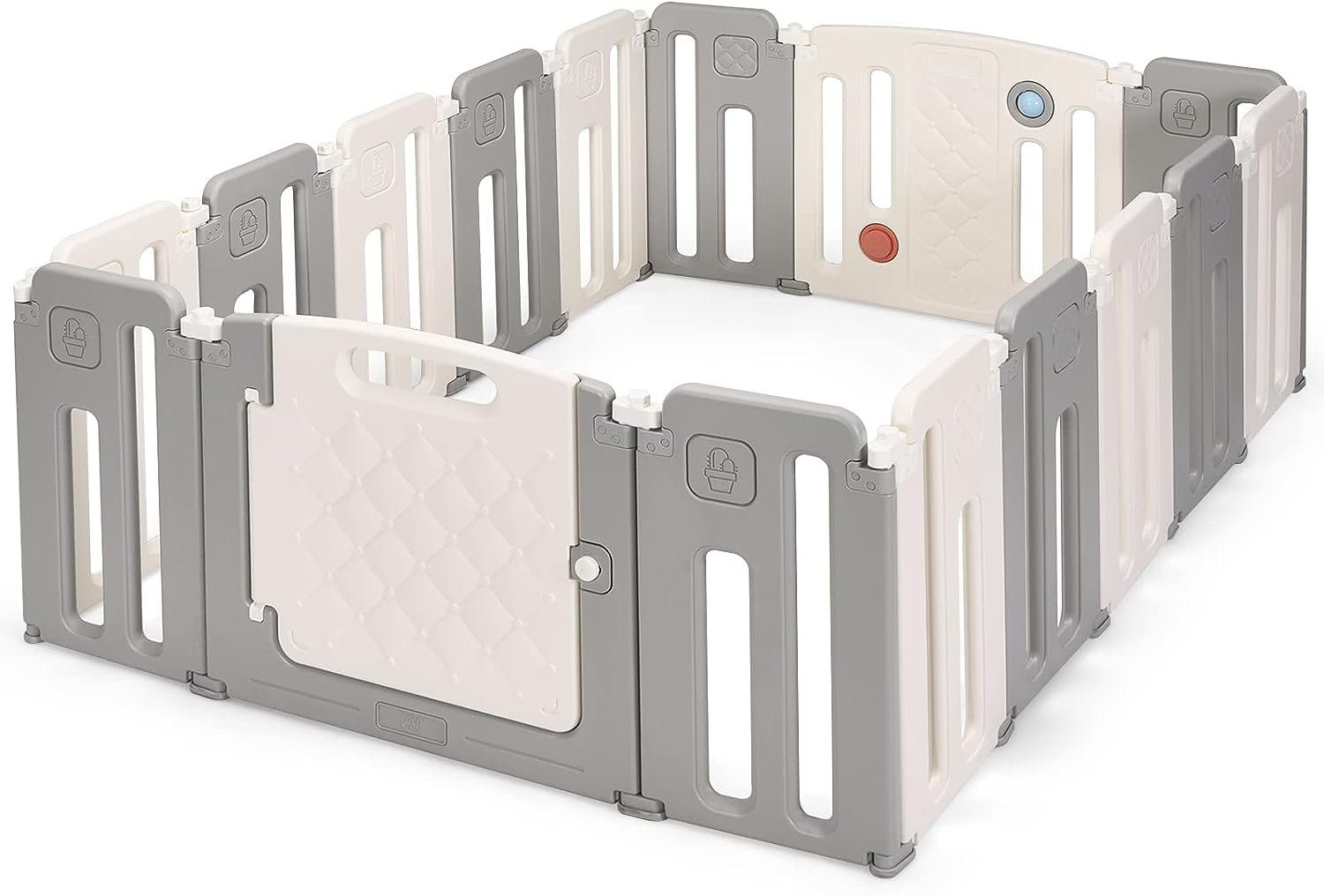 KOMFOTTEU Laufstall 14+2 Paneele, für Baby von 6-36 Monaten