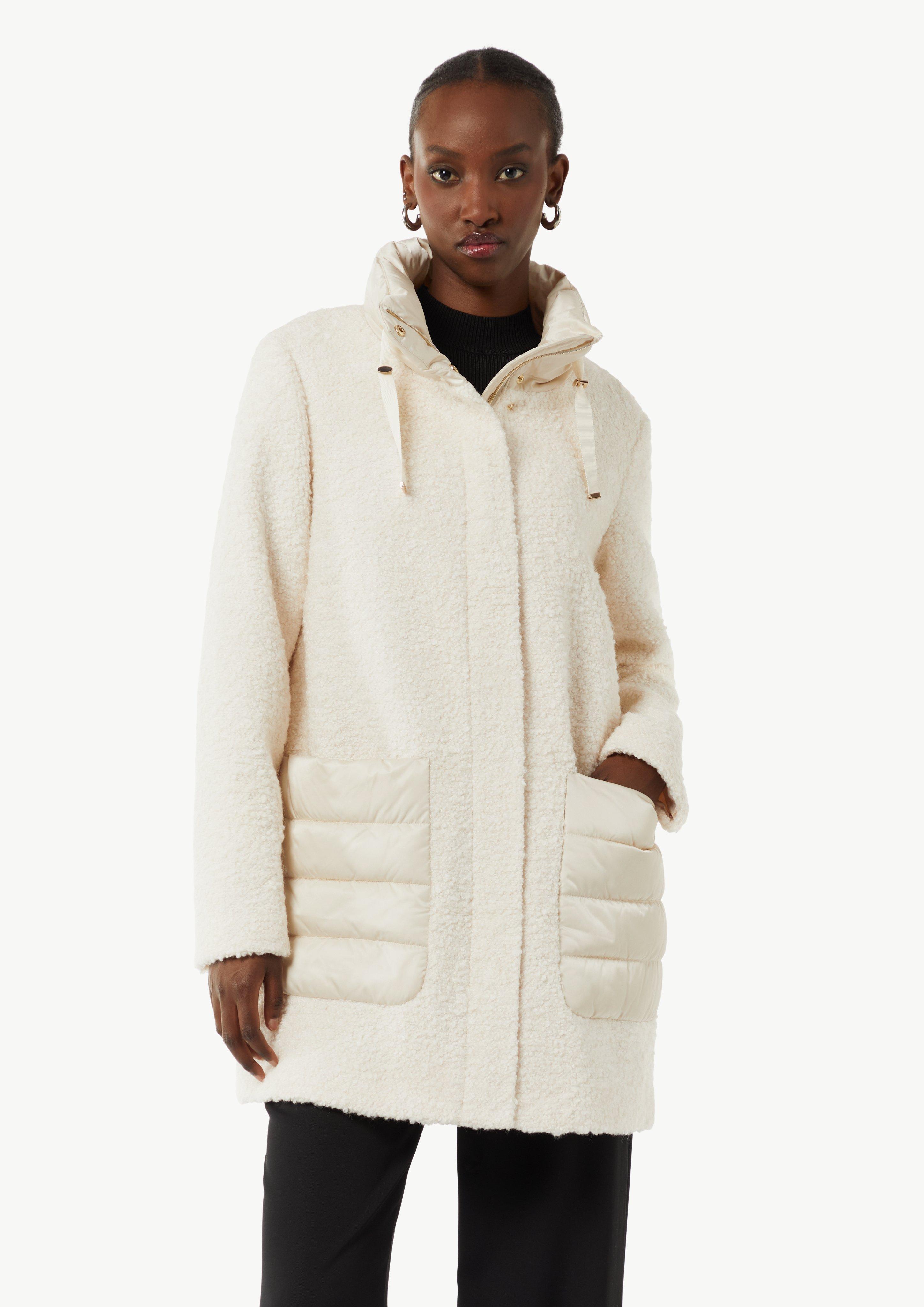 Mantel aus Bouclé-Satin-Mix - helles beige