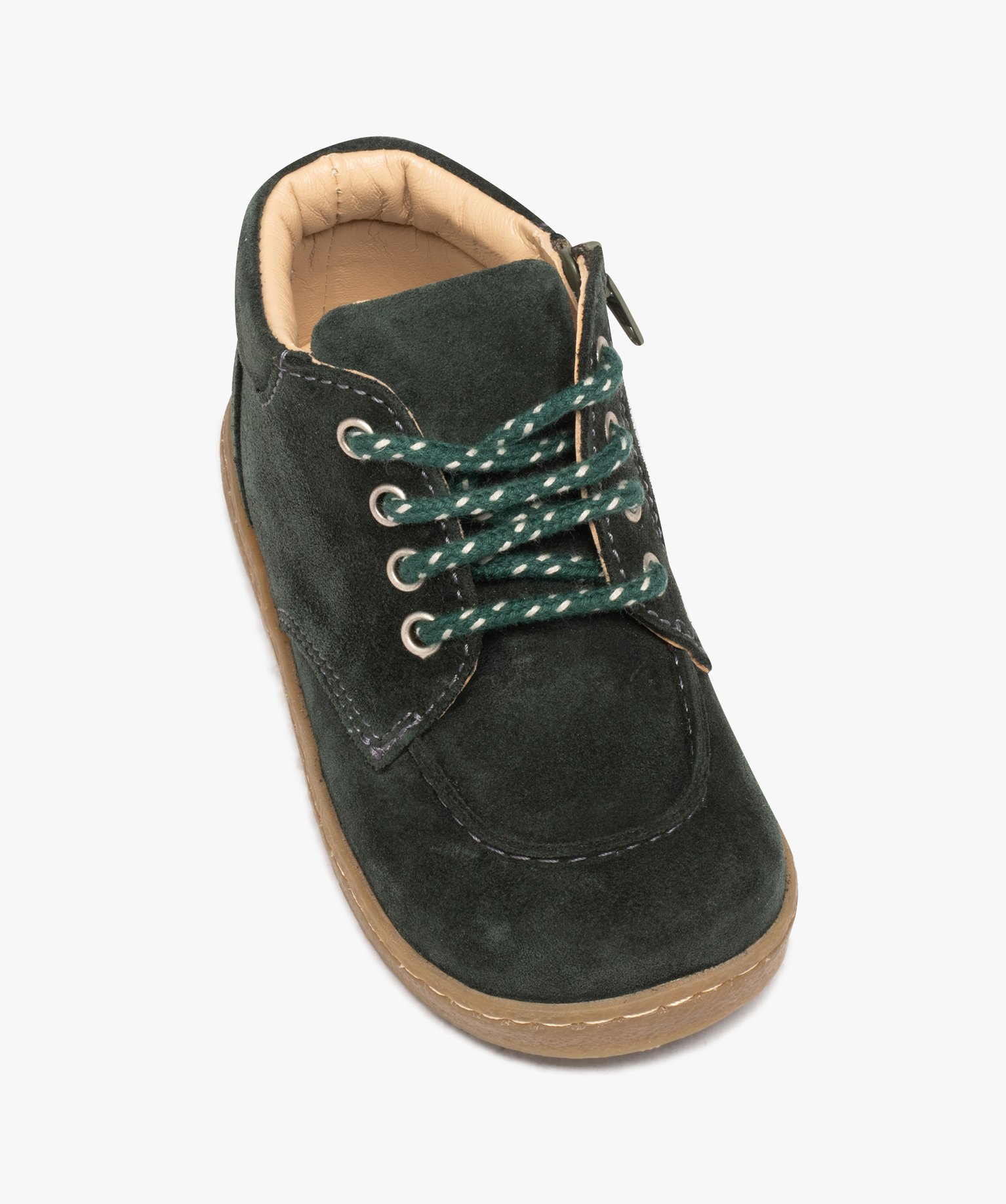Chaussures en cuir velours à lacets bébé Garçon - NA! vert | GEMO