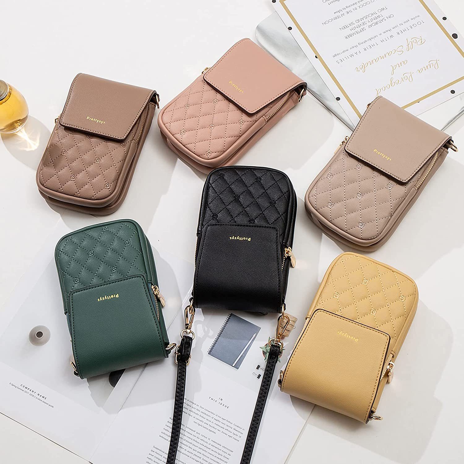 Directin Umhängetasche Umhängetasche Damen, Handy-Umhängetasche, Minibag, Crossbody (Passend für 6,9-Zoll-Handys, Stickerei Handytasche mit Geldbörse zum Umhängen), mit Verstellbar Abnehmbar Schultergurt