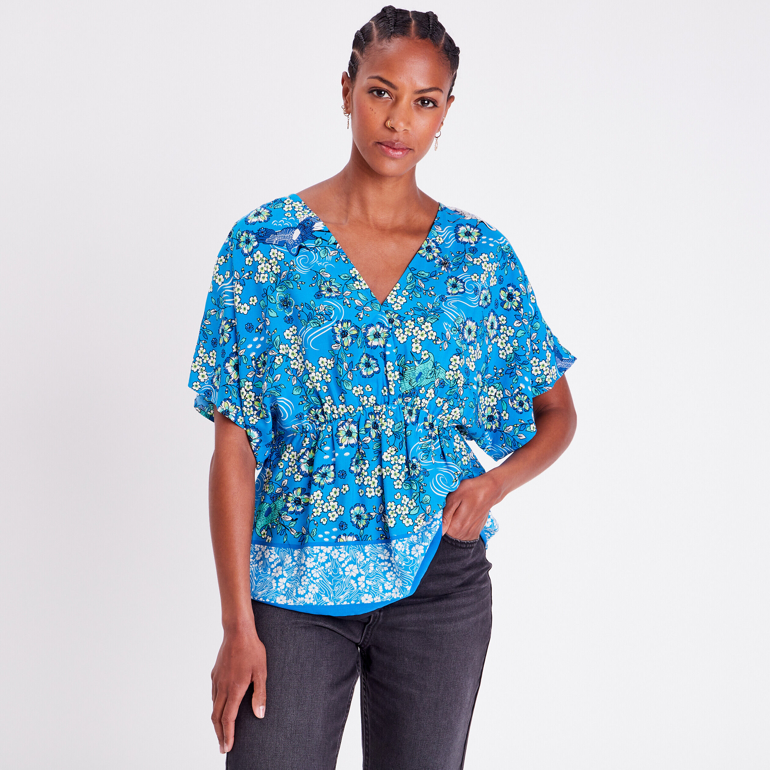 Blouse manches courtes bleu clair femme | Cache Cache
