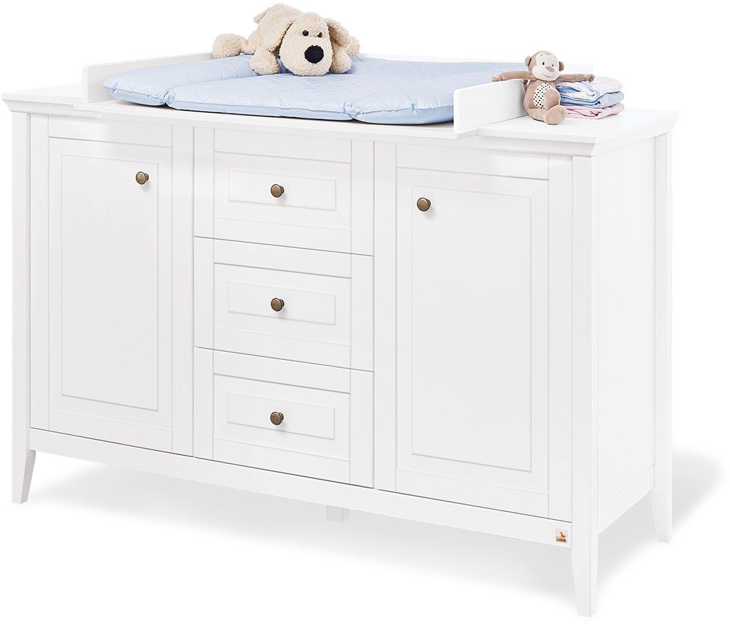 Pinolino® Babyzimmer-Komplettset Smilla, (Set, 3-St., Bett, Kleiderschrank, Wickelkommode), extrabreit groß; mit Kinderbett, Schrank und Wickelkommode