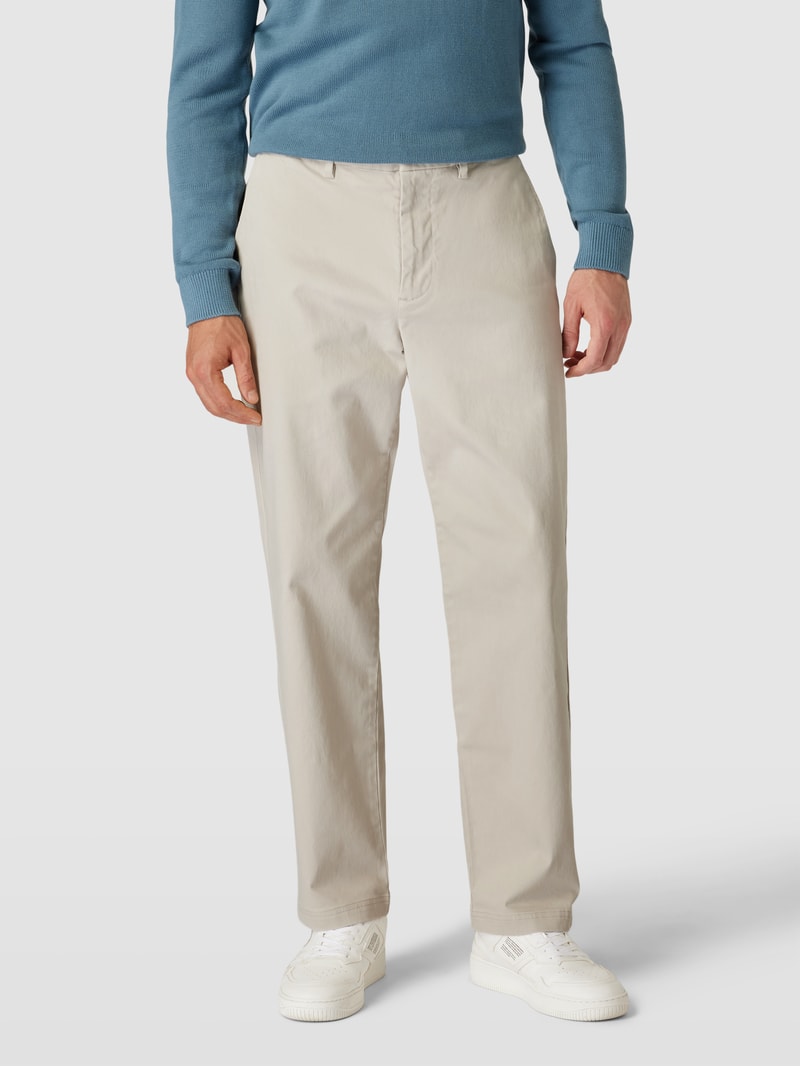 Chino in unifarbenem Design Modell 'Stright Varsity' in beige