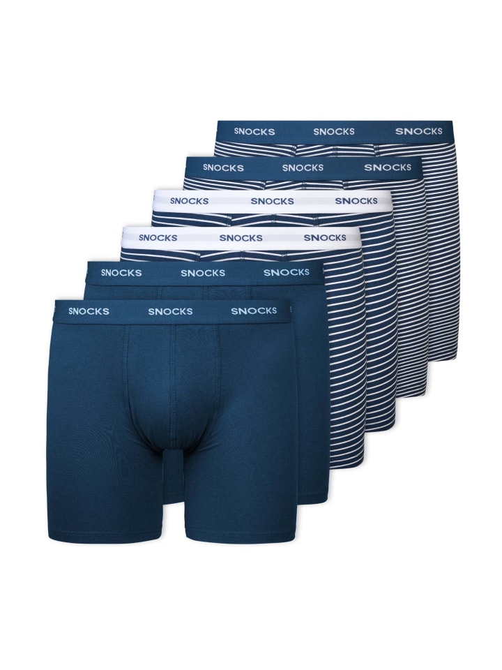 SNOCKS Lange Boxershorts 6 Stück in Blau (Streifen) günstig kaufen