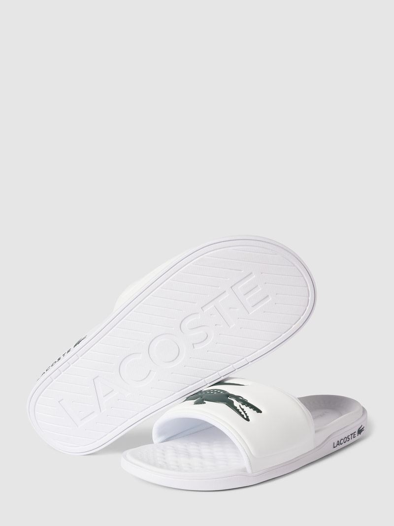 Slides mit Label-Applikation Modell 'Croco Dualiste' in weiß