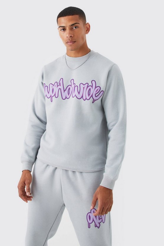 Sweatshirt-Trainingsanzug mit Grafitti-Print