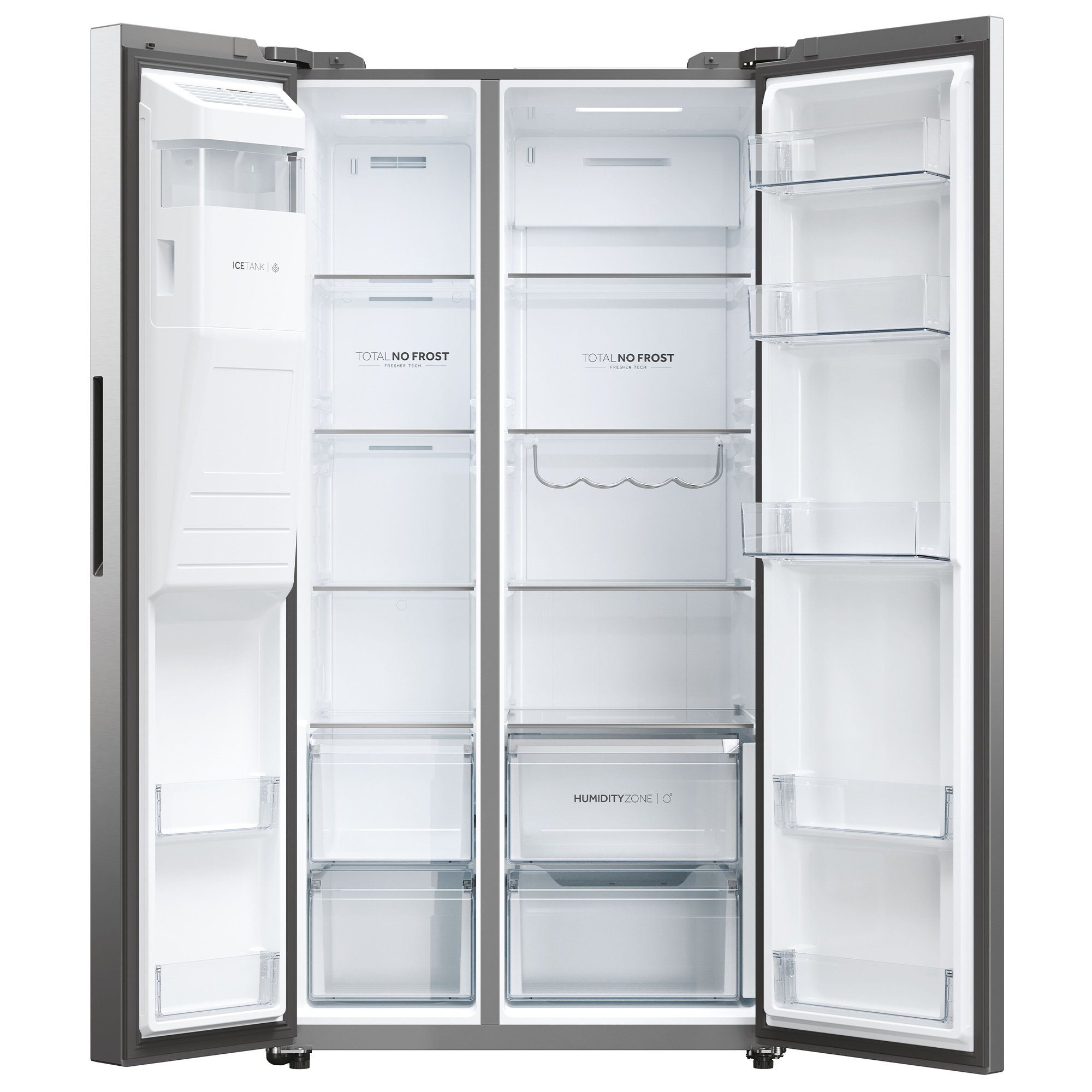 Haier Side-by-Side HSW59F18DIMM, 177,5 cm hoch, 90,5 cm breit, LED Licht, hOn-App, WIFI, Total No Frost, Wasser/Eiswürfeldispenser