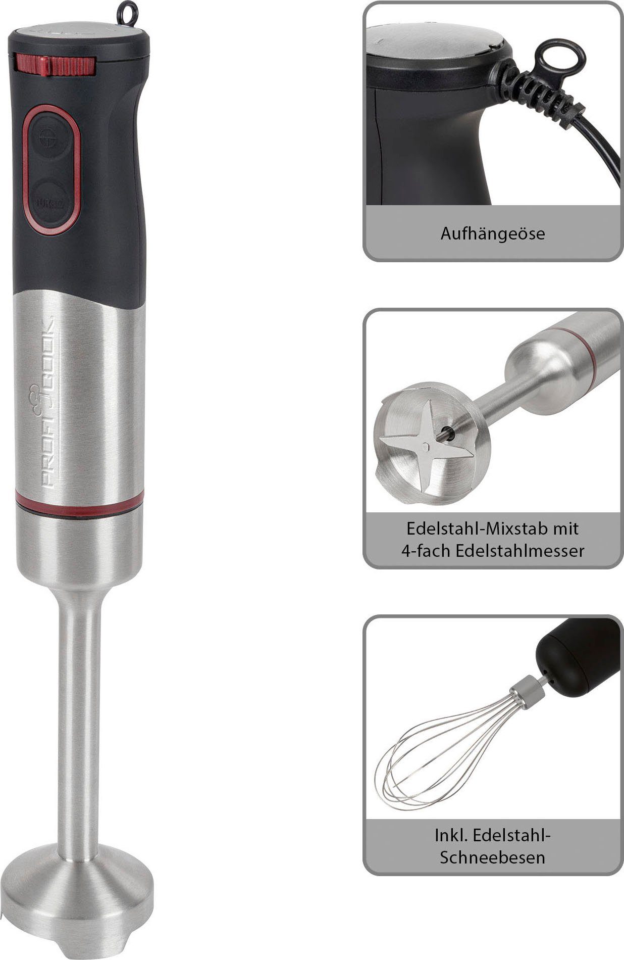 ProfiCook Stabmixer PC-SMS 1226 inox, 1000 W