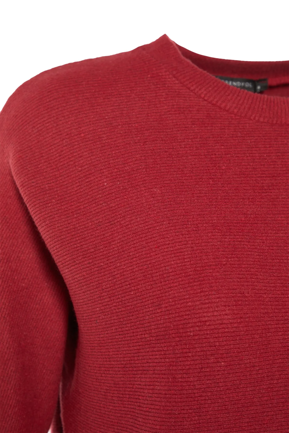 Trendyol Collection  Weinrote, detaillierte Strickbluse mit Fledermausärmeln TWOAW23BZ00024
