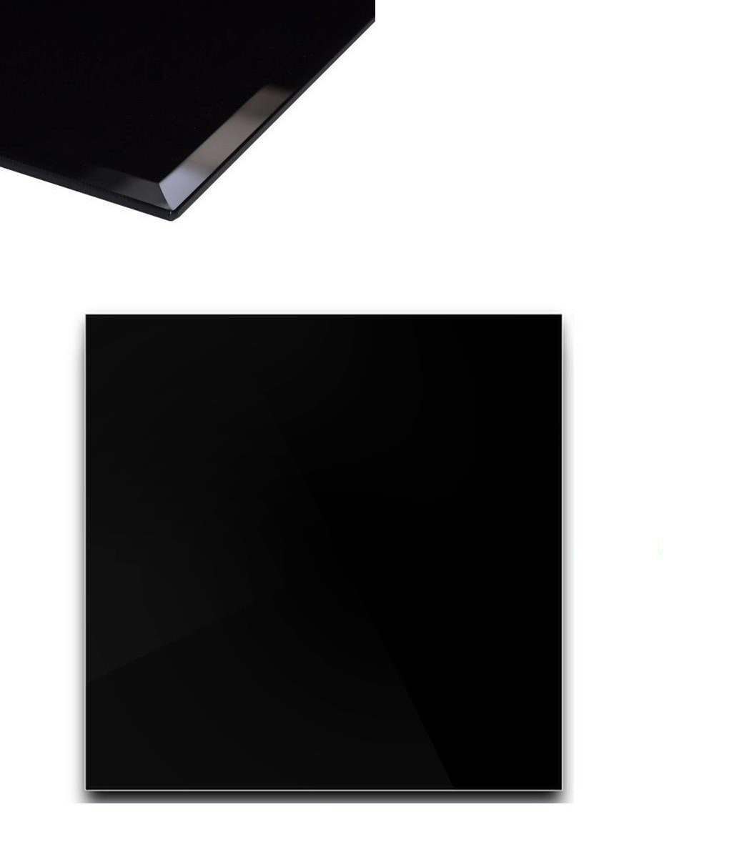 HOOZ Tischplatte Glasplatte 60x60x0,6 cm mit Facettenschliff - schwarz, quadratisch