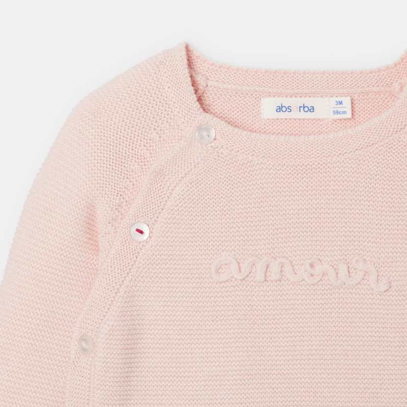 Ensemble 2 pièces en tricot rose naissance Absorba