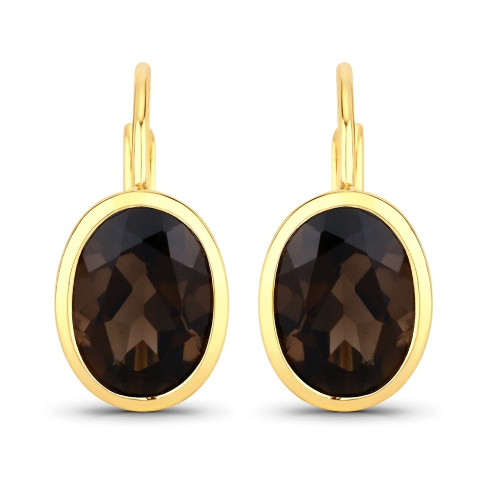Rafaela Donata Boucles doreilles Argent sterling Quartz fumé en Or jaune Bijoux