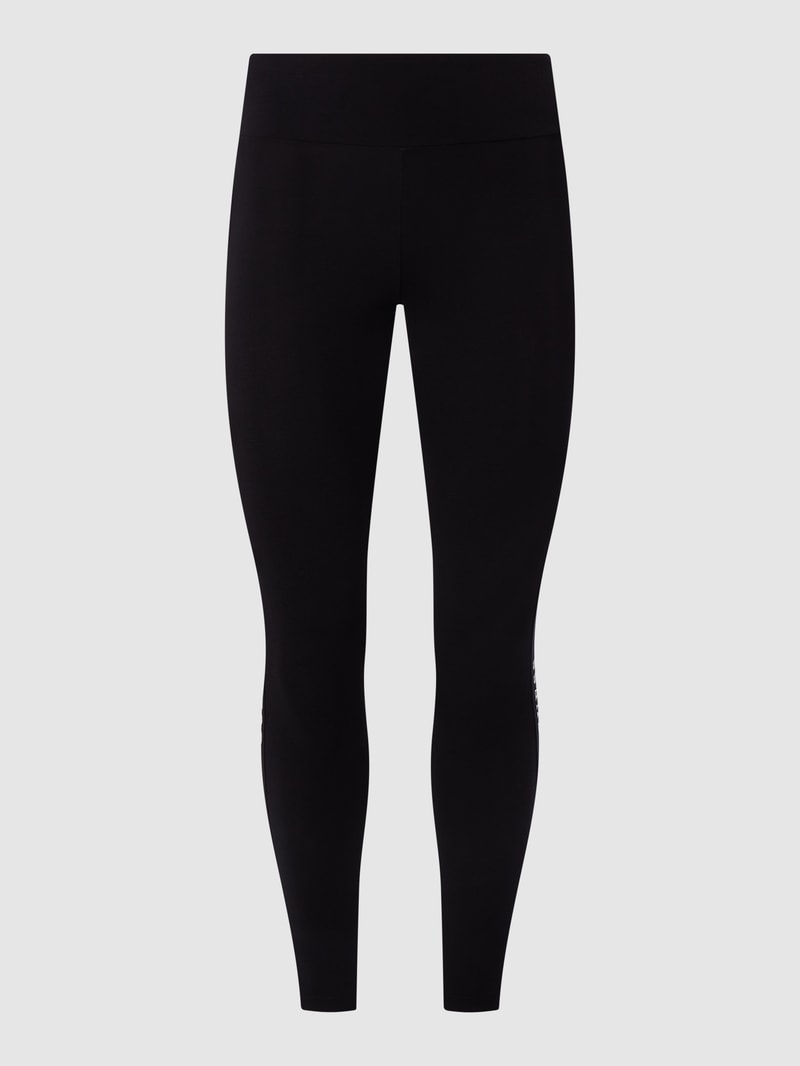 Sportleggings mit Logo-Streifen Modell 'Aline' in schwarz