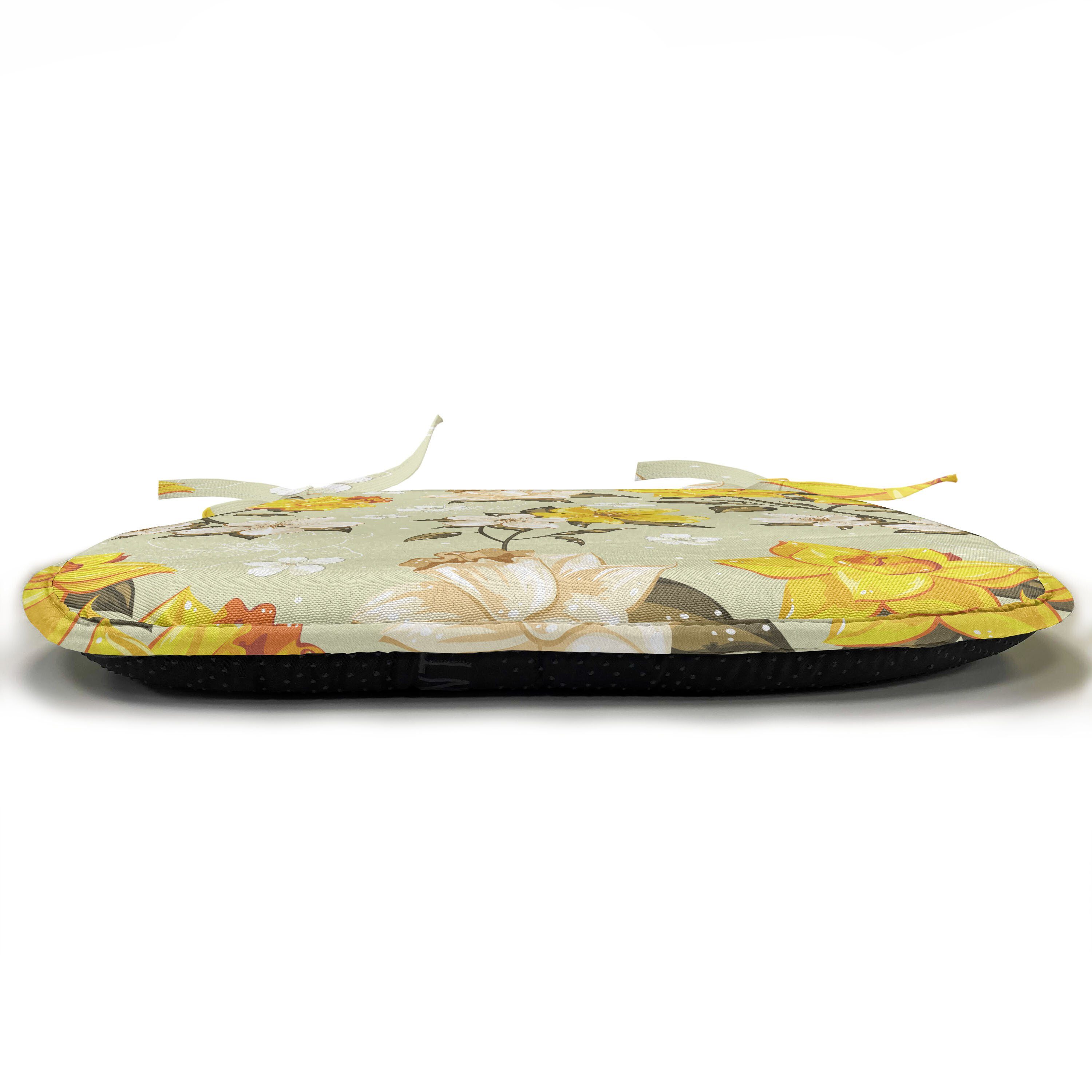 Abakuhaus Stuhlkissen Dekoratives wasserfestes Kissen mit Riemen für Küchensitze, Frühling Floral Narcissus Ast