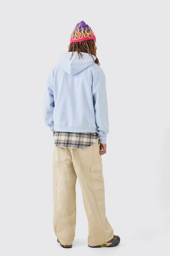 Ecru Cargo-Jeans mit elastischem Bund und extrem weitem Bein
