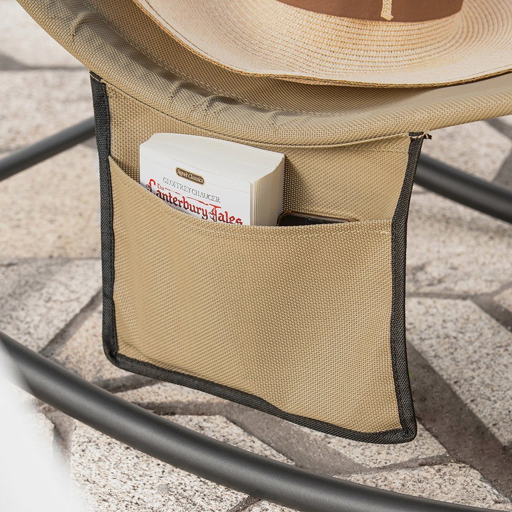 SoBuy Gartenliege OGS47, Schaukelliege Garten Sonnenliege mit Seitentasche Relaxstuhl Liegestuhl Schwingliege