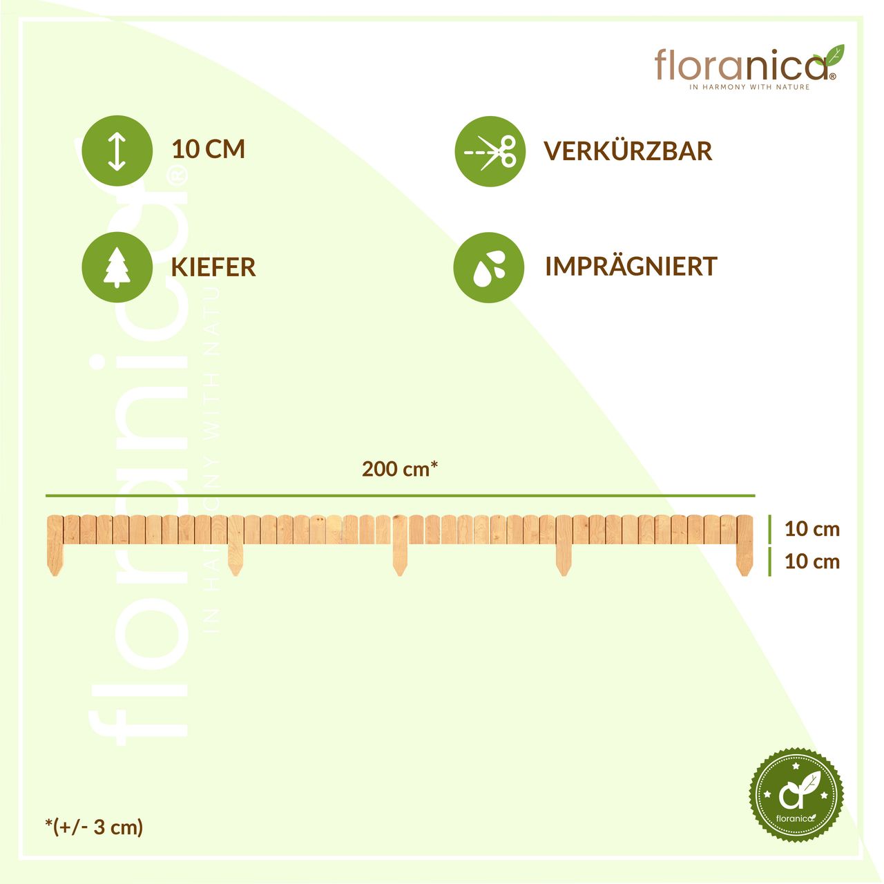 Pemicont Rollborder Flexibler Holzzaun Rolborder Beeteinfassung Rasenkante Gartenzaun