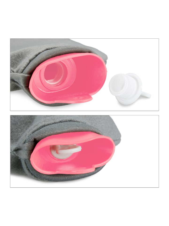 relaxdays Wärmflasche in Pink/ Grau - 2 Liter günstig kaufen onesize