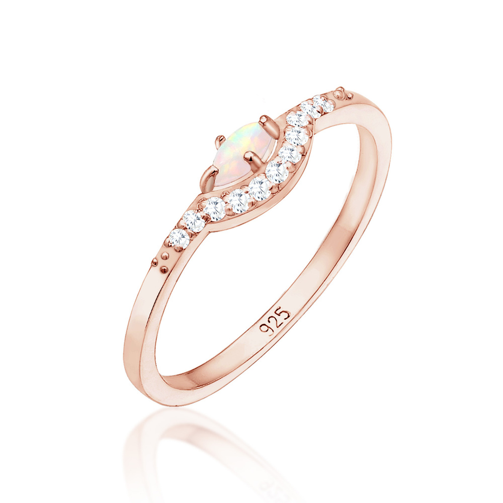 Elli Elli Bague Femme Précieuse Vintage avec Opale de Marquise Zircone en Argent Sterl Bague