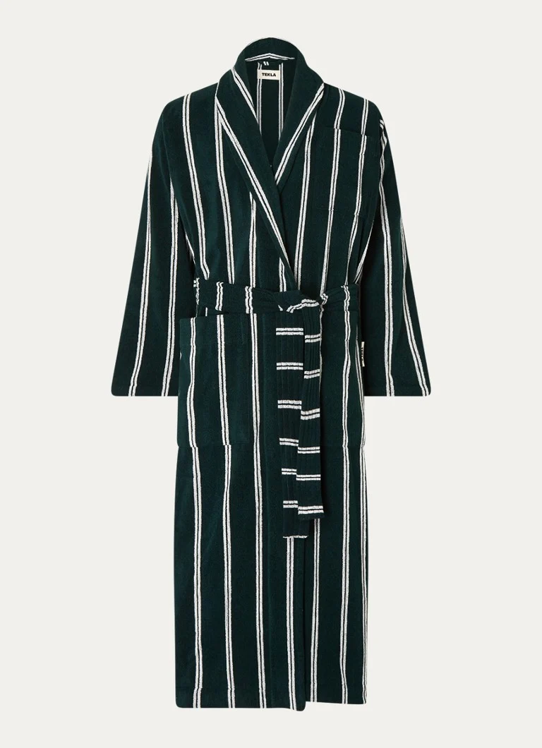 Szlafrok z bawełny organicznej TEKLA z kieszeniami naszywanymi – unisex
