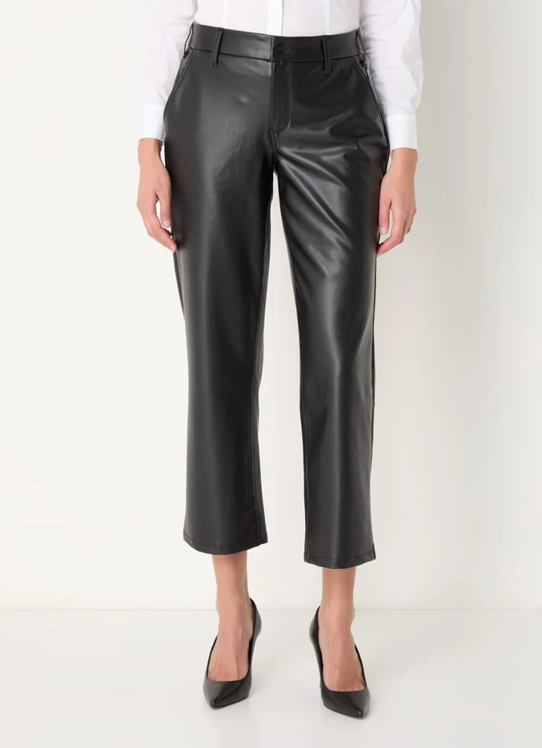 Pantaloni cropped a vita alta e taglio dritto in similpelle di NYDJ
