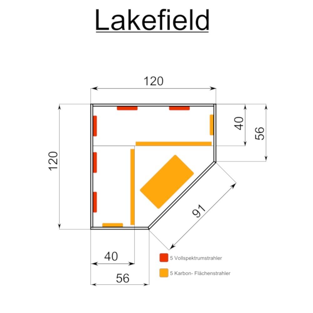 Dewello Infrarotkabine Infrarotsauna LAKEFIELD 3 120cm x 120cm x 190cm Dual-Therm