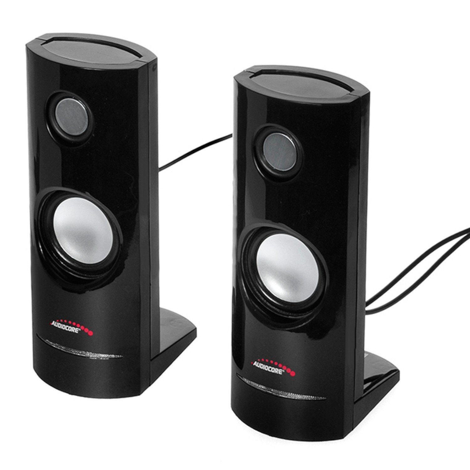 Audiocore AC860 Stereo, 2.0 PC-Lautsprecher (USB, AUX-Kabel, 8 W, Lautstärkeregelung, Blaue LED-Beleuchtung)