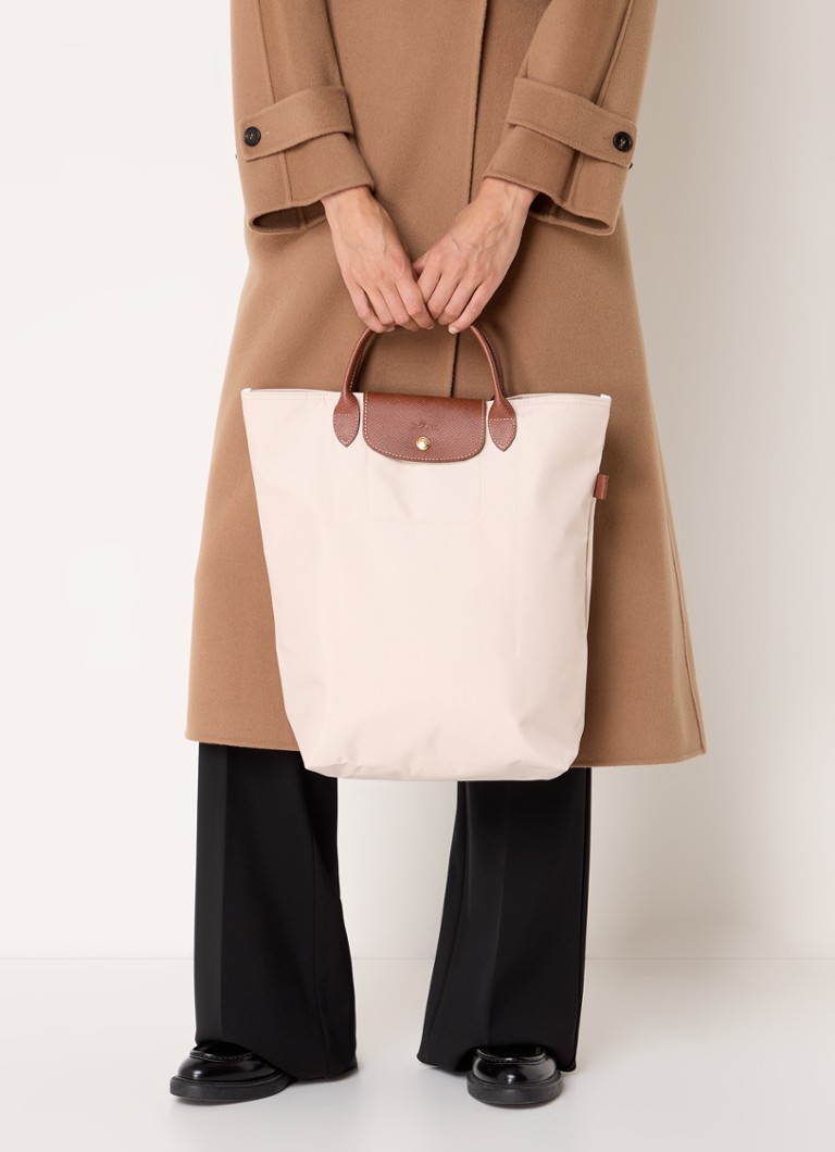 Geantă Longchamp Le Pliage Original, mărimea M, cu detalii din piele.