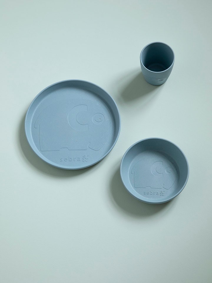 Sebra 3tlg. Geschirr-Set in Blau günstig kaufen onesize