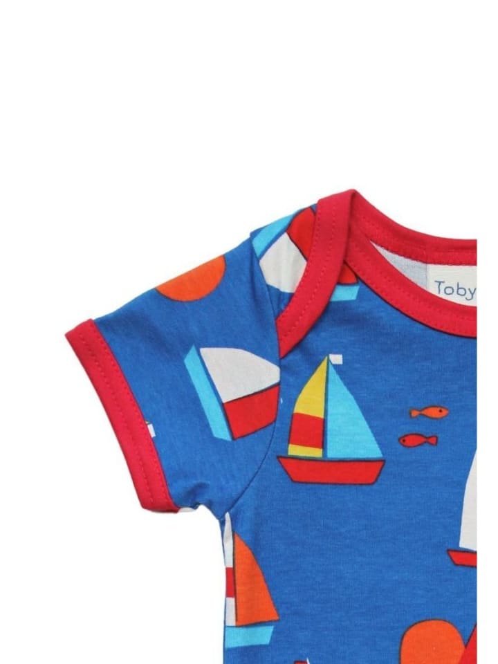 Toby Tiger Strampler mit Segelboot Print in blau günstig kaufen