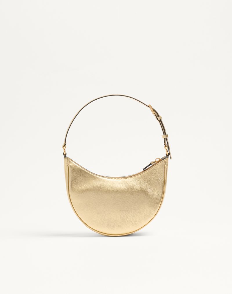 Mini Borsa Hobo VLogo Signature In Vitello Granato Laminato