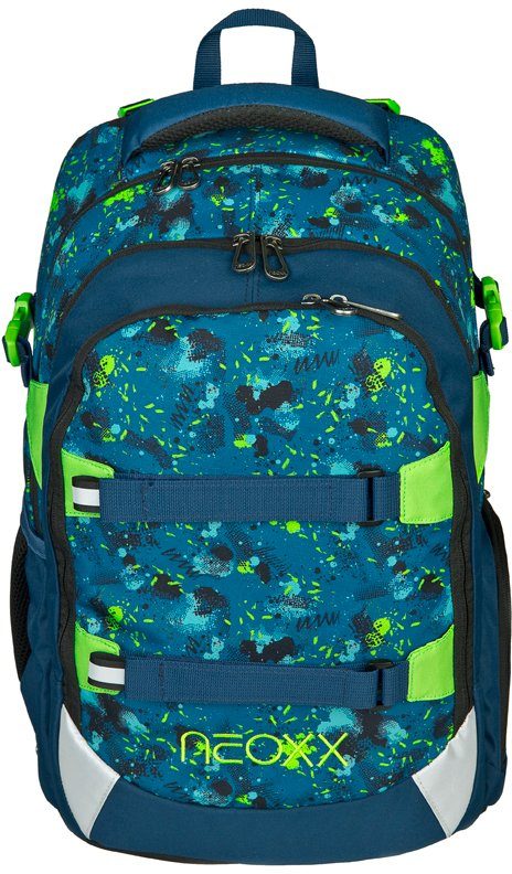 neoxx Schulrucksack Active, Petrol Extrem, aus recycelten PET-Flaschen