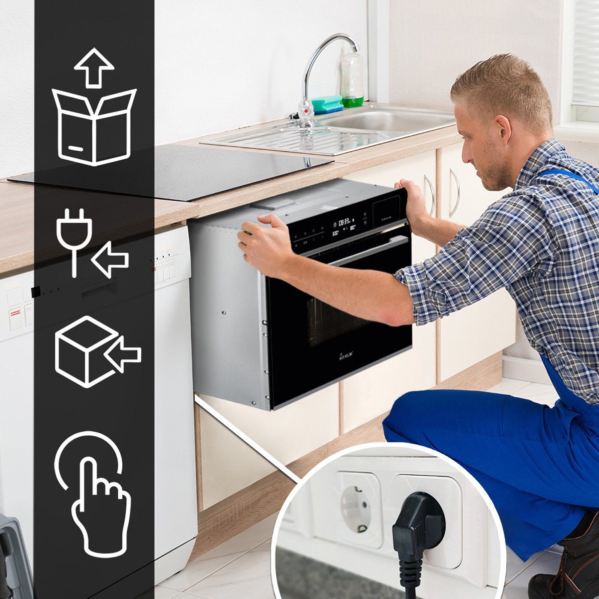 KKT KOLBE Einbaubackofen Einbau-Mikrowelle EBMS4503S, DampfClean, Mikrowelle und Dampfgarer / 60cm / 34 l / Autark / Heißluft / Grill