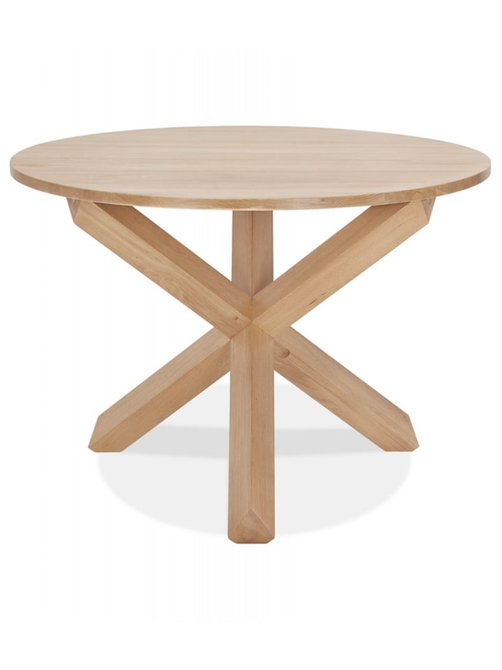 KADIMA DESIGN Runder Esstisch aus Massiveiche mit X-Fuß | Natur Beige in Beige günstig kaufen onesize
