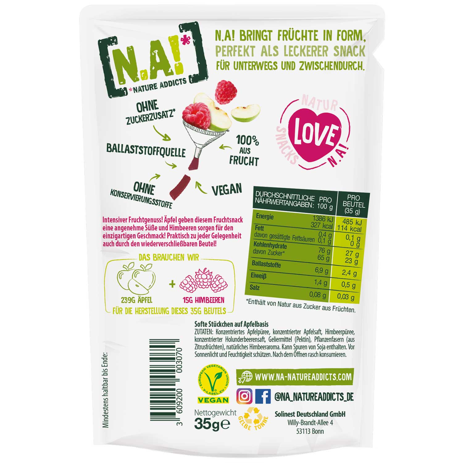N.A! Nature Addicts Frucht Snack Himbeere 35g