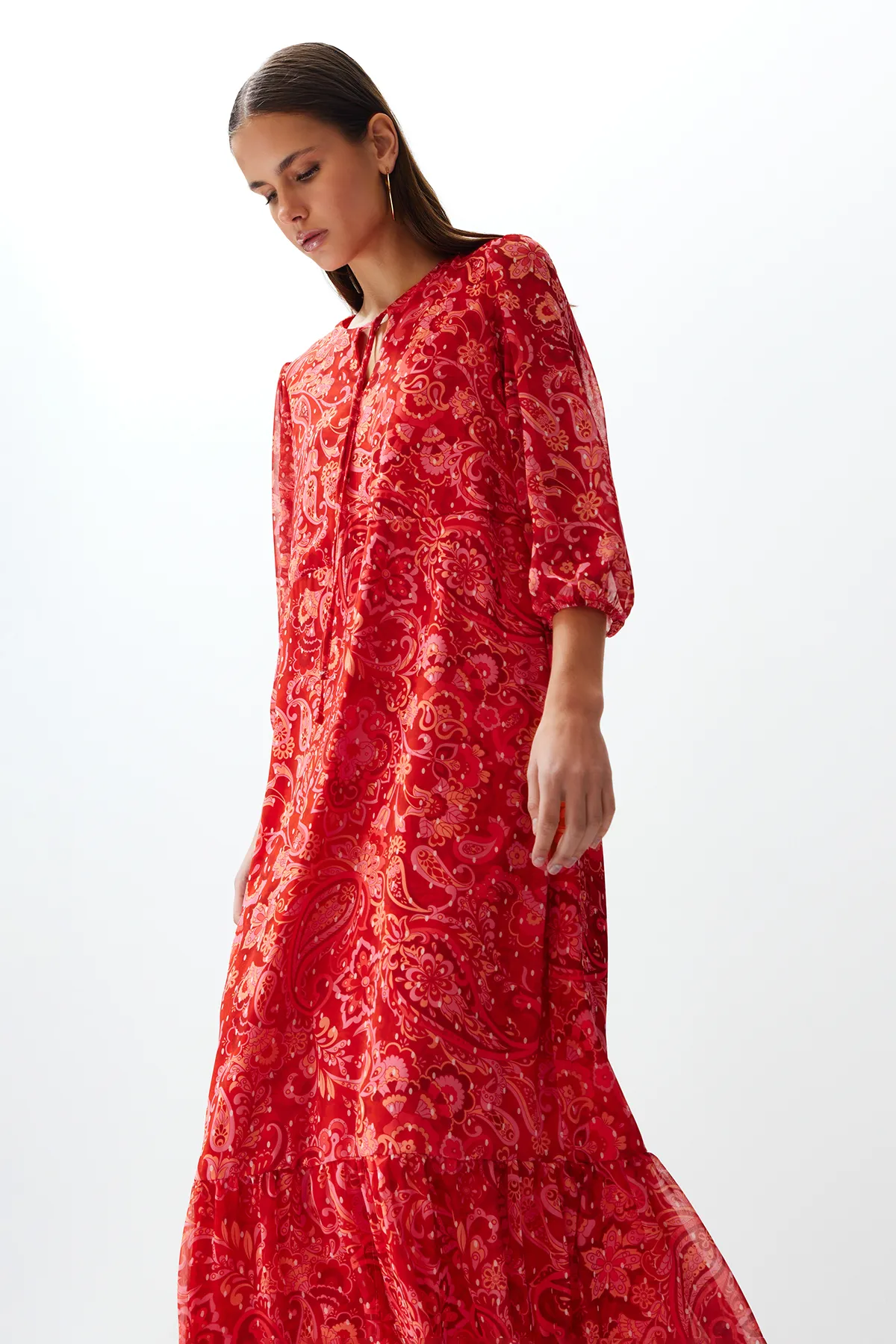 Trendyol Collection  Rosa gewebtes Maxikleid TWOSS24EL00639