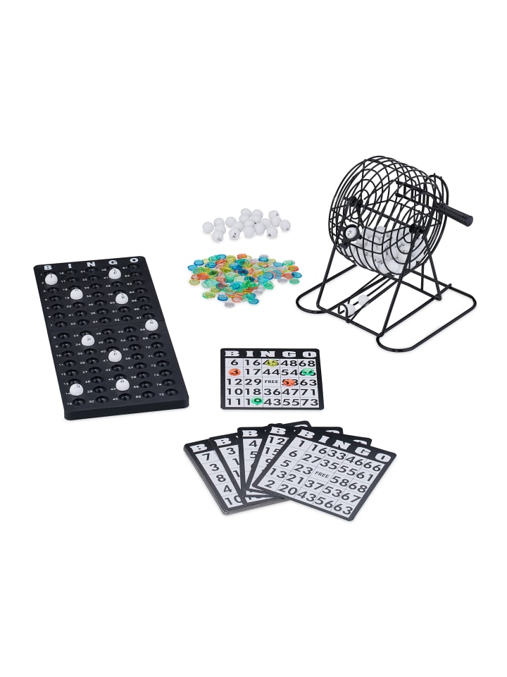 relaxdays Bingo-Spiel Set in Schwarz/ Weiß günstig kaufen onesize