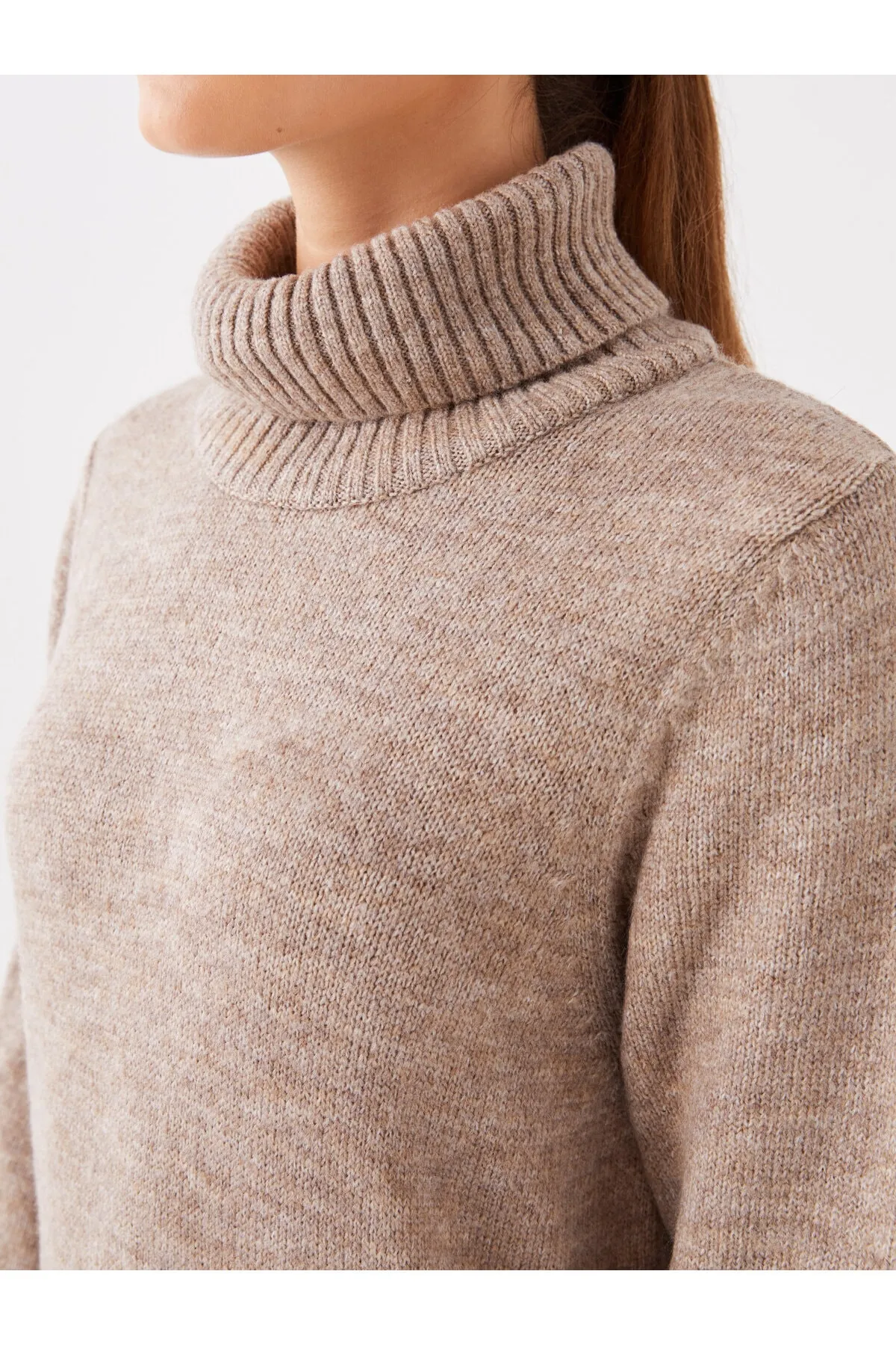 LC Waikiki  Rollkragenpullover, gerades Langarm-Strickkleid für Damen in Übergröße