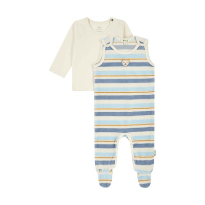 Set Strampler + T-Shirt langarm GOTS, hellblau für Jungs